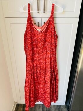 Joie XL womens maxi flowy summer dress red patterned